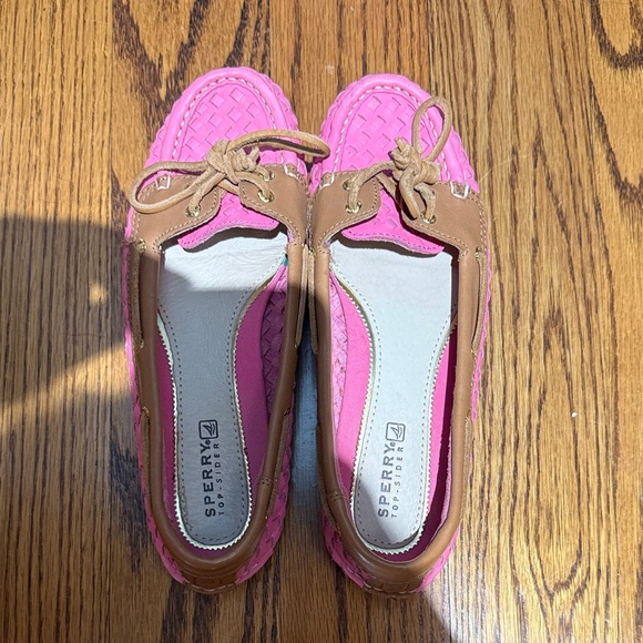 Sperry Women's Vibrant Pink and Tan Loafers - Picture 1 of 3